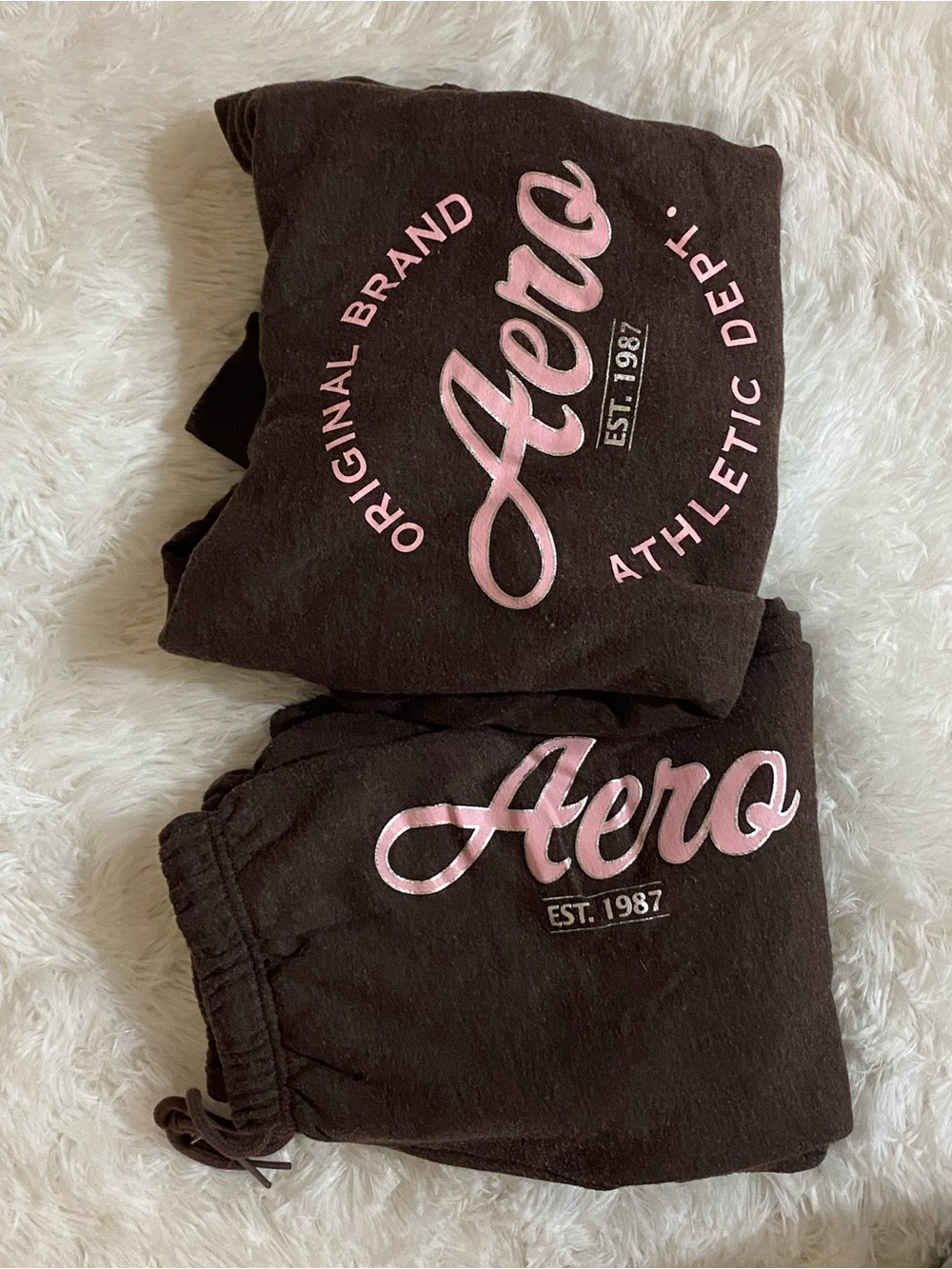 Aeropostale Brown Sweatpants with Pink Logo